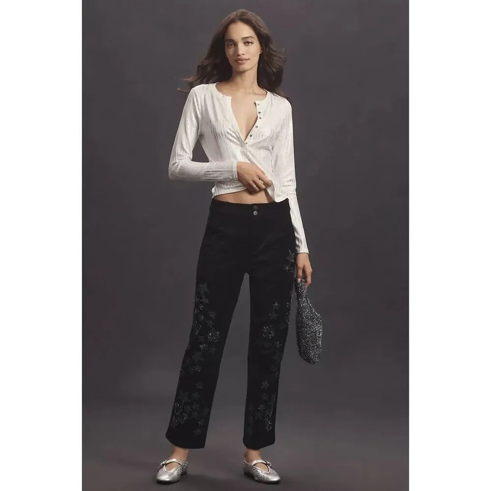 Anthropologie The Wanderer Relaxed-Leg Pants by Pilcro: Decorated Edition